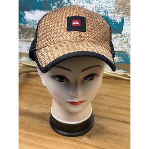 Quiksilver Trucker Hat Brown One Size Woven Straw Mesh Snapback Logo Adjustable